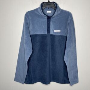 COLUMBIA Pullover Mens Medium M Navy Blue 1/2 Snap Fleece Steens Mountain Jacket